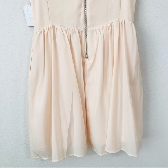 New! Jessica Simpson Fit & Flare Chiffon Tulle Blush Pink Party Cocktail Dress - Picture 7 of 12